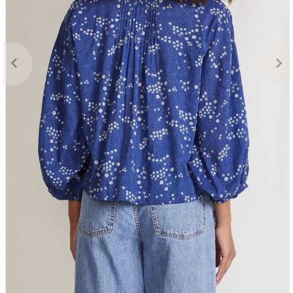 Apiece Apart Topa Pop Over Top in Splattered Lapis Blue Size Medium - Picture 3 of 14